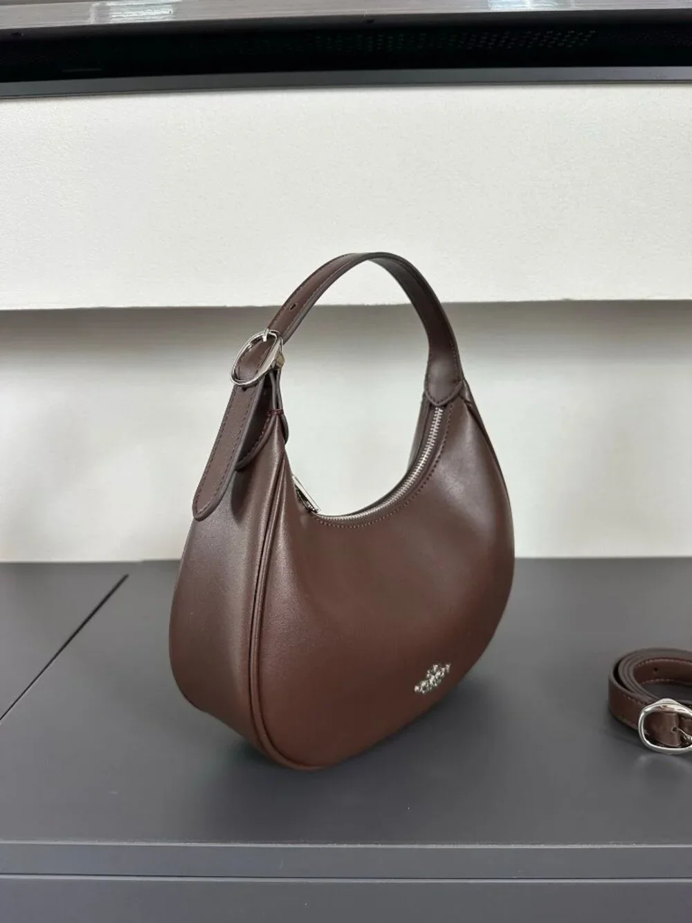 Coach Teri Hobo Brown Crescent-Shaped Armband Bag
